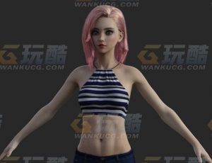 玩酷CG网—粉色短发个性美女Blender模型