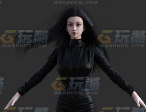 玩酷CG网—黑衣美女特工Blender模型