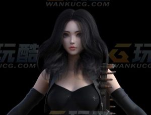 玩酷CG网—绝美女枪手战士Blender模型