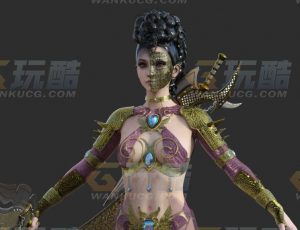 玩酷CG网—西方神话女战士Blender模型