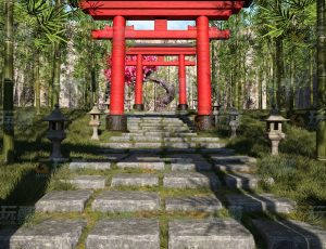 玩酷CG网—日本神圣樱花竹林Blender模型