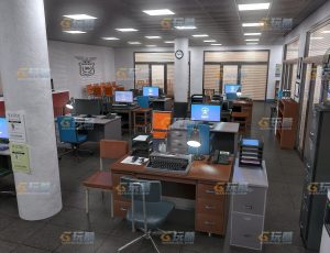 玩酷CG网—警察局Blender模型