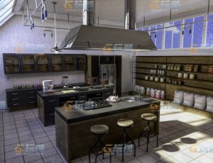 玩酷CG网—时尚家居厨房Blender模型