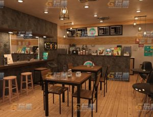 玩酷CG网—休闲奶茶店Blender模型