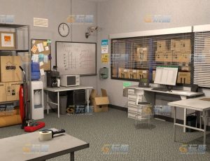 玩酷CG网—仓库和办公室Blender模型