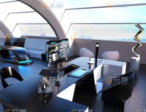 玩酷CG网—未来办公室Blender模型