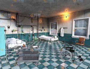 玩酷CG网—老旧破损医院病房Blender模型