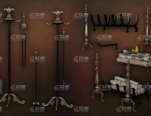 玩酷CG网—欧式壁炉配件Blender模型