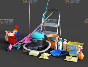 玩酷CG网—家庭清洁工具套装Blender模型