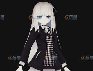 玩酷CG网—黑色御姐风日式卡通美女Blender模型
