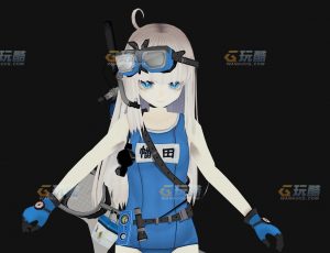 玩酷CG网—潜水美女Blender模型