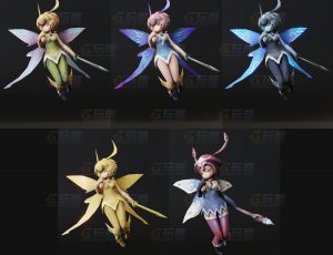 玩酷CG网—小精灵多种装扮Blender模型