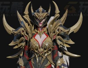 玩酷CG网—日韩风盔甲女战士Blender模型