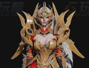 玩酷CG网—重甲女战士Blender模型