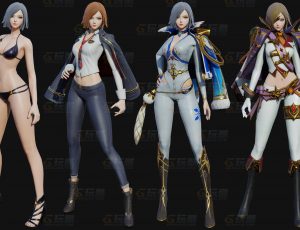 玩酷CG网—时尚御姐多风格装扮Blender模型