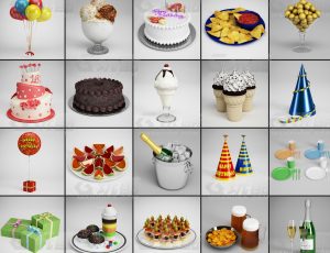 玩酷CG网—派对物品C4D模型