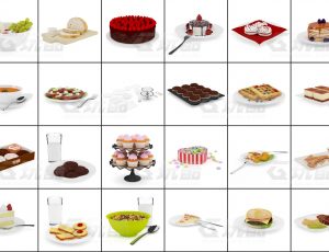 玩酷CG网—西餐食物C4D模型