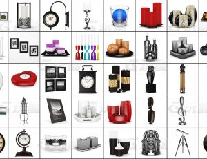 玩酷CG网—客厅装饰物C4D模型