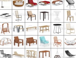 玩酷CG网—庭园休闲家具C4D模型