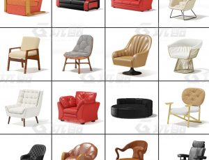 玩酷CG网—座椅沙发v2C4D模型