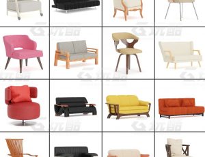 玩酷CG网—座椅沙发v3C4D模型