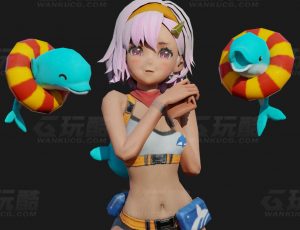 玩酷CG网—机甲小女孩Blender模型