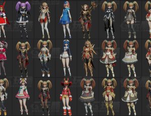 玩酷CG网—萝莉套装合辑v2Blender模型