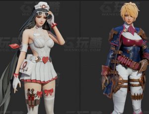 玩酷CG网—女骑士和护士装扮Blender模型