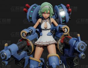 玩酷CG网—炮女Blender模型