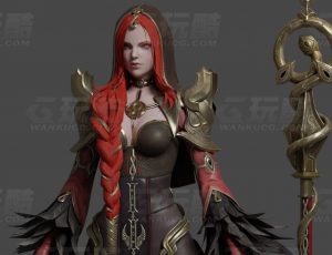 玩酷CG网—烈焰女巫师Blender模型