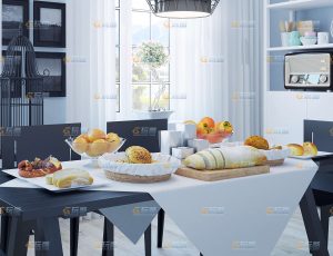 玩酷CG网—餐桌房C4D模型