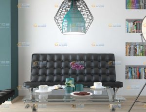 玩酷CG网—干净简洁客厅C4D模型