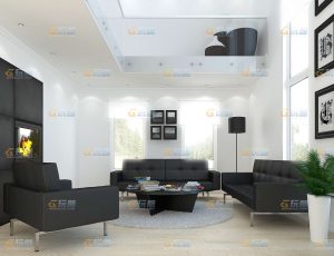 玩酷CG网—简洁客厅C4D模型