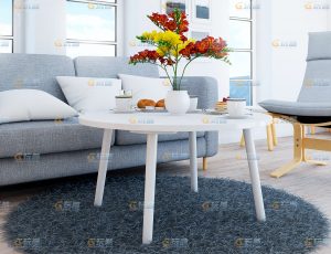 玩酷CG网—简洁西式小客厅C4D模型