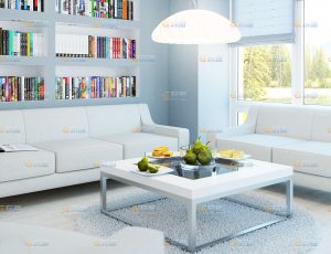 玩酷CG网—时尚干净客厅C4D模型