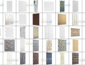 玩酷CG网—客厅墙板C4D模型