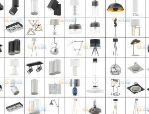 玩酷CG网—灯管灯泡灯具v5C4D模型