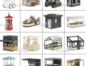 玩酷CG网—路边街摊C4D模型