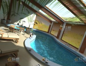 玩酷CG网—家庭露天游泳池Blender模型