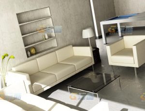 玩酷CG网—简洁客厅Blender模型