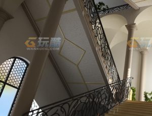 玩酷CG网—老式欧式装修走廊Blender模型