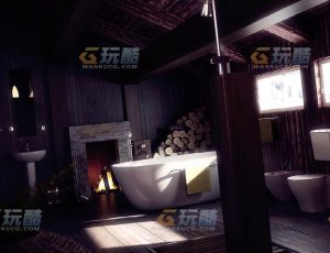 玩酷CG网—木屋浴室Blender模型