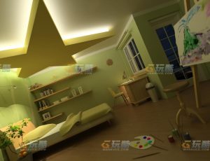 玩酷CG网—小孩卧室Blender模型