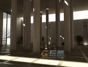 玩酷CG网—圆柱大厅Blender模型