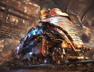 玩酷CG网—科技蒸汽朋克火车站Blender模型