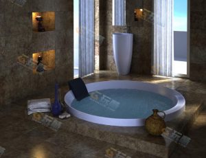 玩酷CG网—浴缸室Blender模型