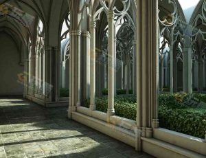 玩酷CG网—欧式走廊Blender模型