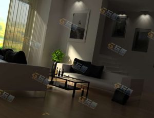 玩酷CG网—普通客厅Blender模型