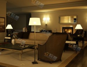 玩酷CG网—客厅夜景Blender模型