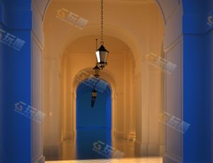 玩酷CG网—欧式深邃走廊Blender模型